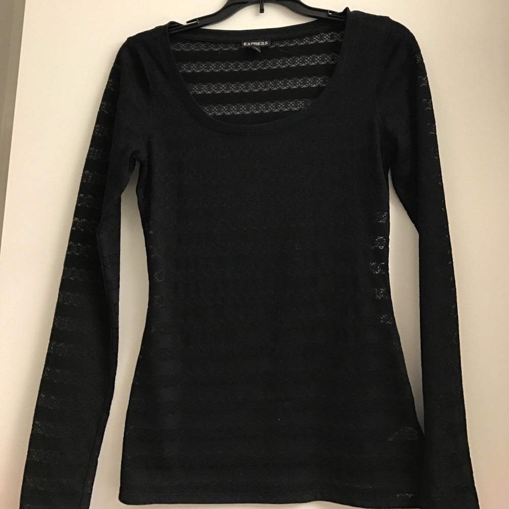 Sheer black lace stripe top